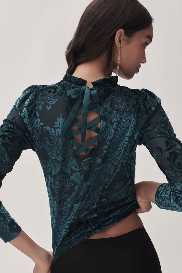 By Anthropologie Sheer Velvet Burnout Top #1