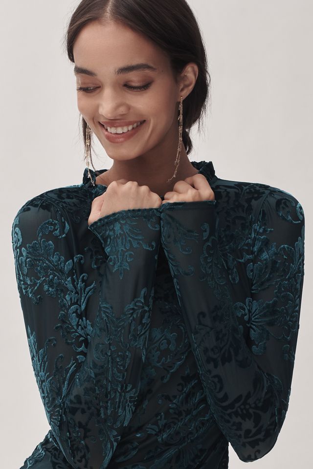 By Anthropologie Sheer Velvet Burnout Top #3