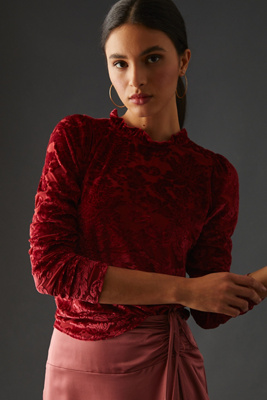 Sheer Burnout Velvet Turtleneck Top 3X