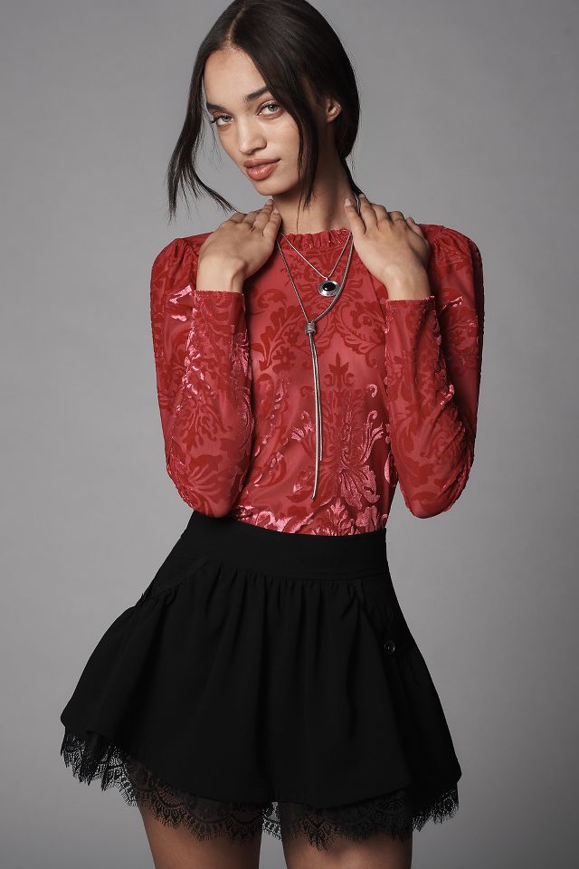 By Anthropologie Sheer Velvet Burnout Top