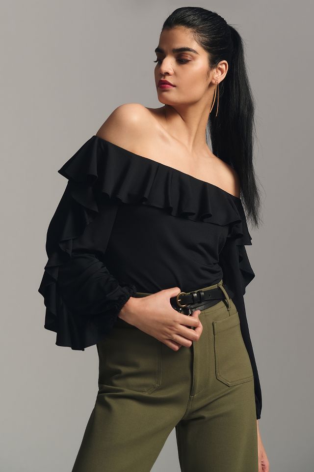 By Anthropologie Off The Shoulder Ruffle Top