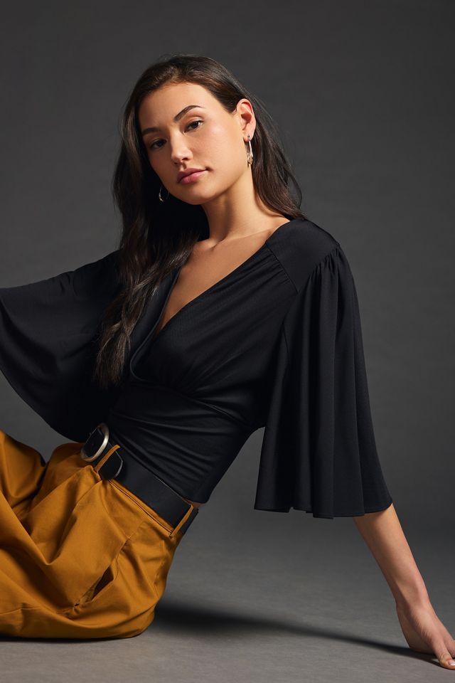 By Anthropologie Draped V-Neck Top #2