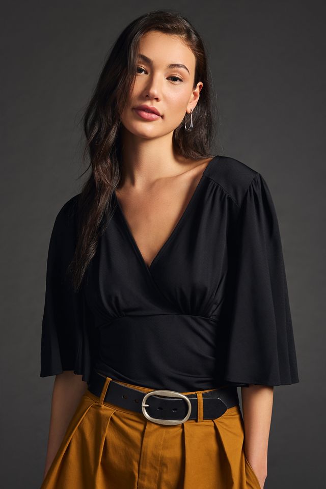 By Anthropologie Draped V-Neck Top #3