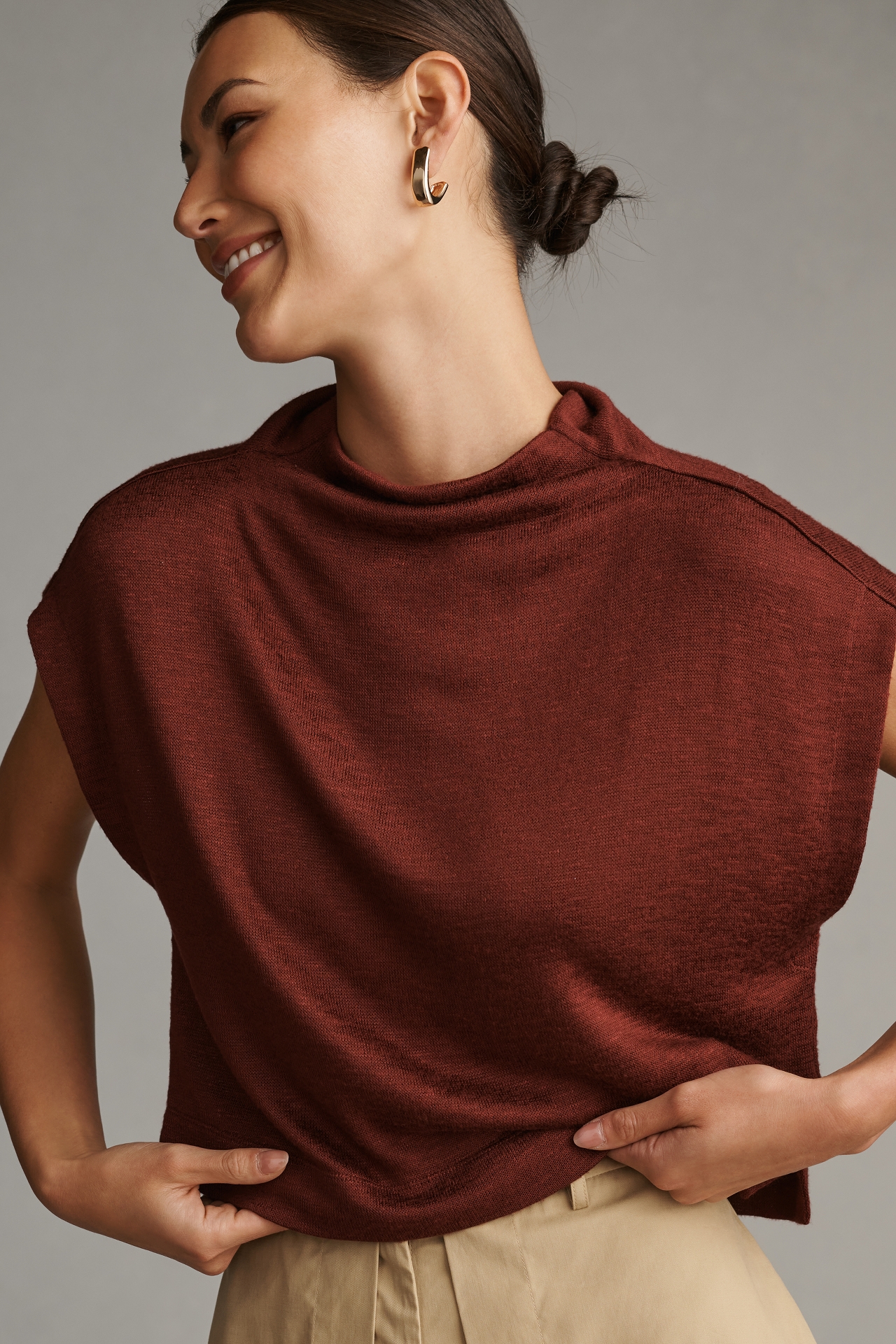 By Anthropologie Sleeveless Funnel-Neck Top