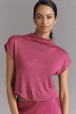 By Anthropologie Sleeveless Funnel-neck Top In Pink