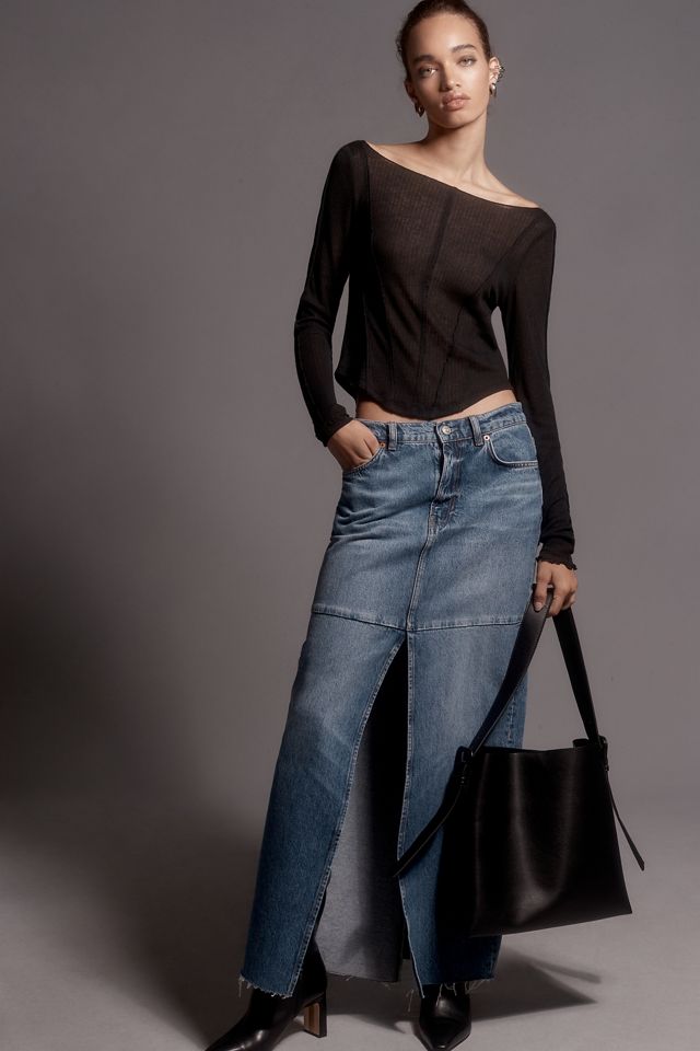 Pilcro Long-Sleeve Sheer Corset Tee #2