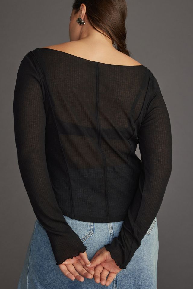 Pilcro Long-Sleeve Sheer Corset Tee #7