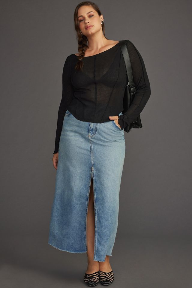Pilcro Long-Sleeve Sheer Corset Tee #8
