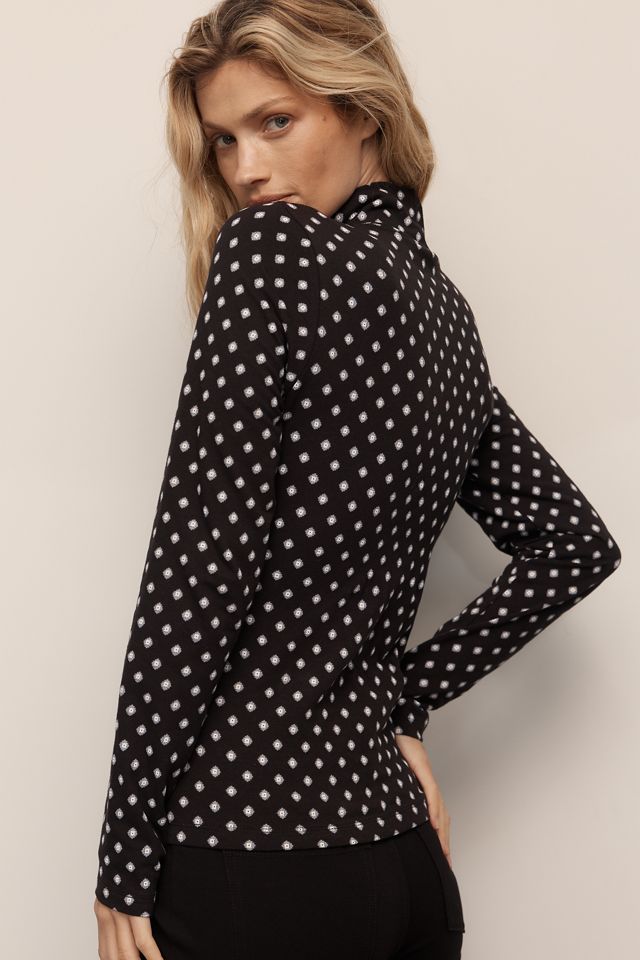The Hailey Printed Long-Sleeve Turtleneck Top by Maeve #1