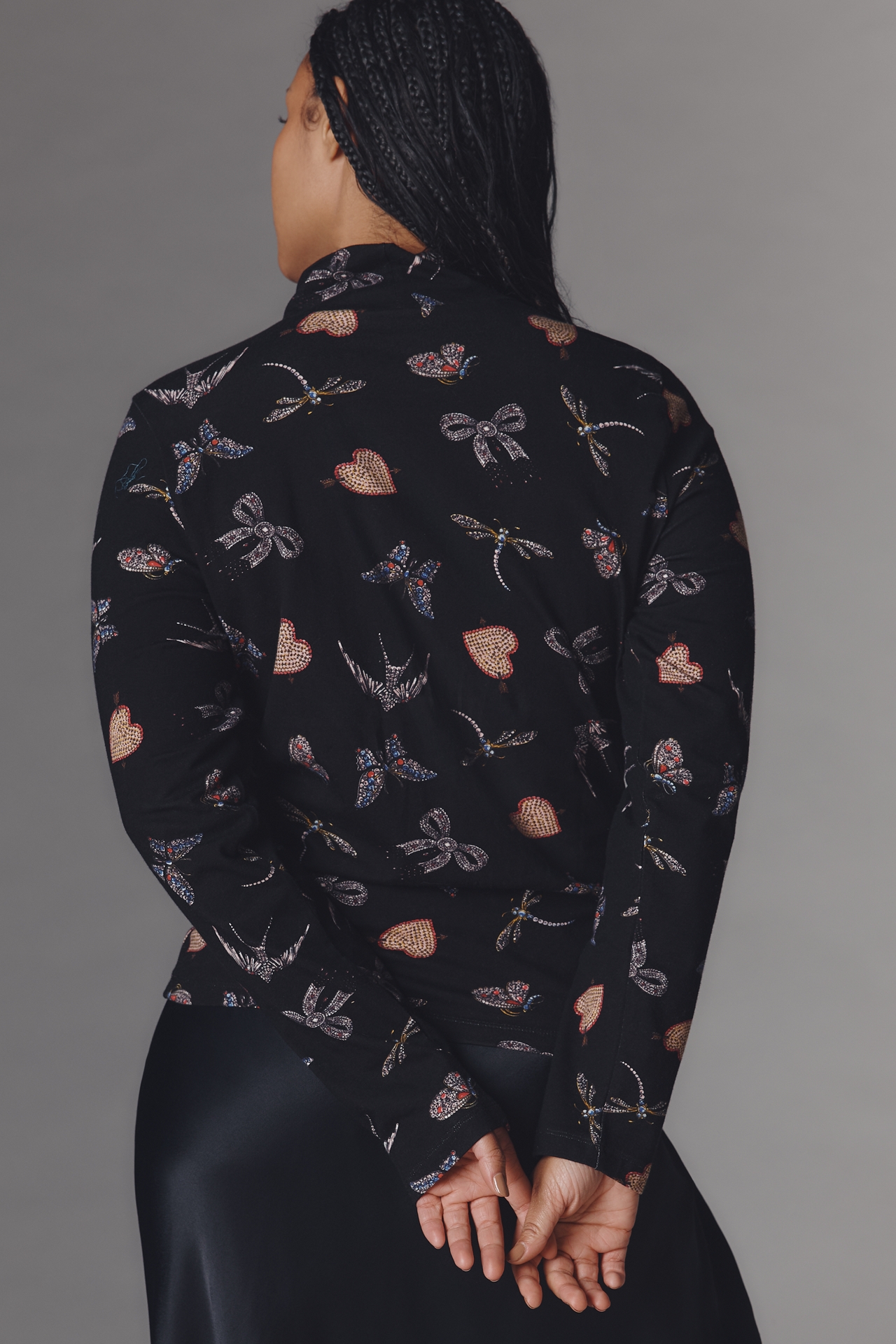 The Hailey Printed Long-Sleeve Turtleneck Top by Maeve