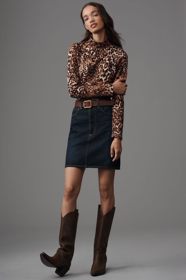 The Hailey Printed Long-Sleeve Turtleneck Top by Maeve #1