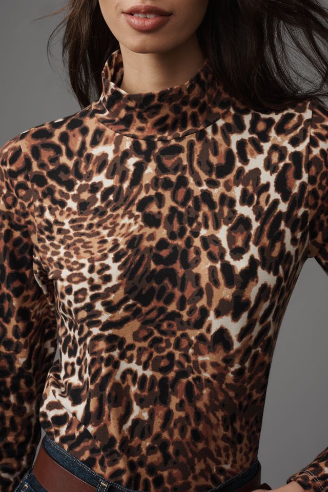 The Hailey Printed Long-Sleeve Turtleneck Top by Maeve #2