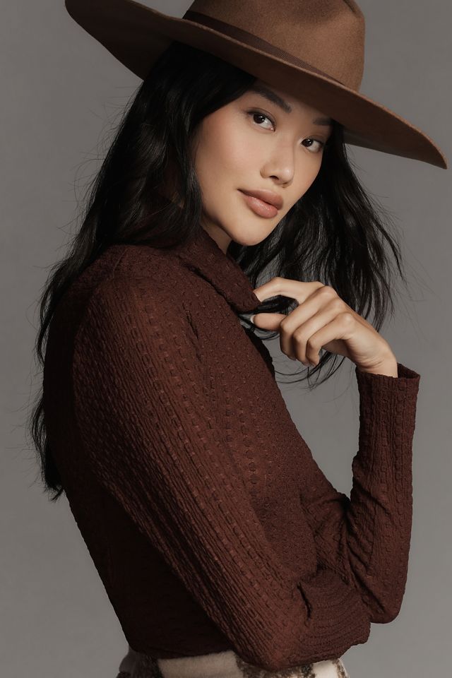 By Anthropologie Long-Sleeve Mock-Neck Textured Top