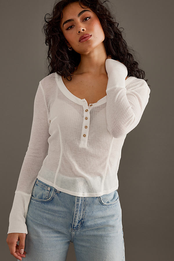 Andie Ribbed Henley Top by Pilcro