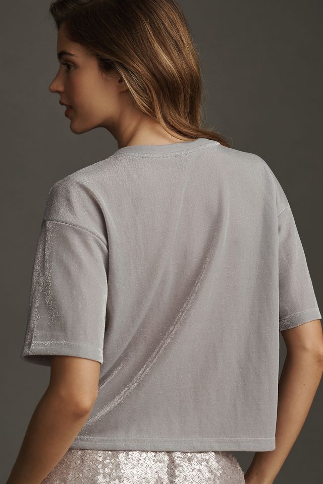 By Anthropologie Short-Sleeve Shine Cropped Tee #2