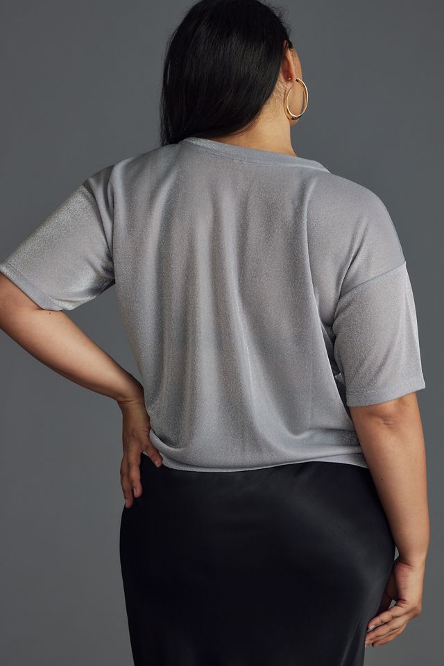By Anthropologie Short-Sleeve Shine Cropped Tee #5