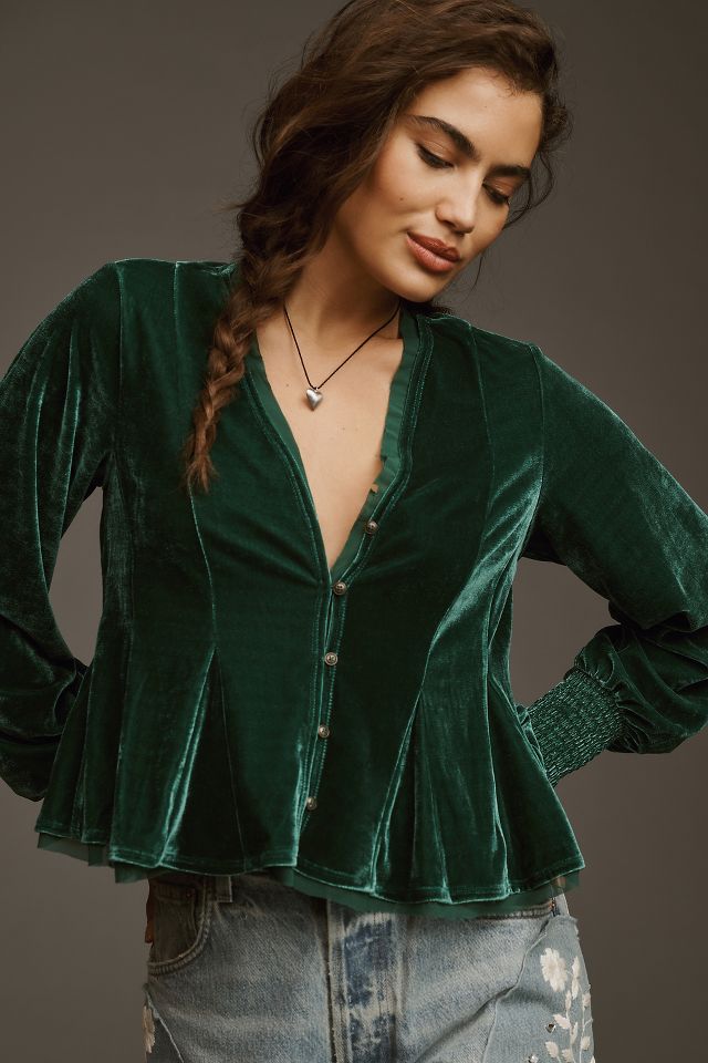 By Anthropologie Swing Velvet Peasant Top | Anthropologie