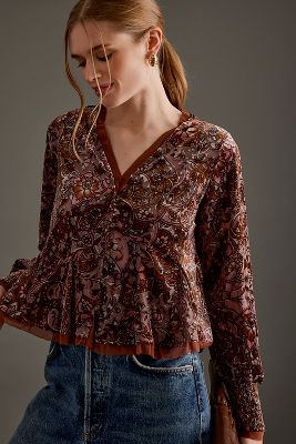 Anthropologie By shops Anthropologie Sheer Peasant Top Size XXS