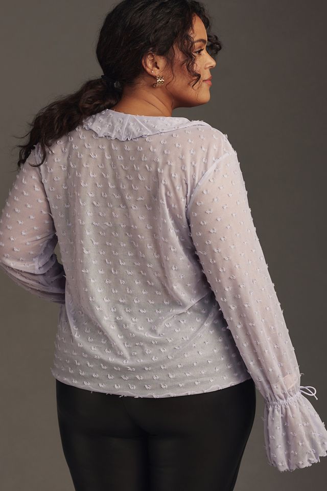 By Anthropologie Long-Sleeve Clip Dot Textured Blouse #5