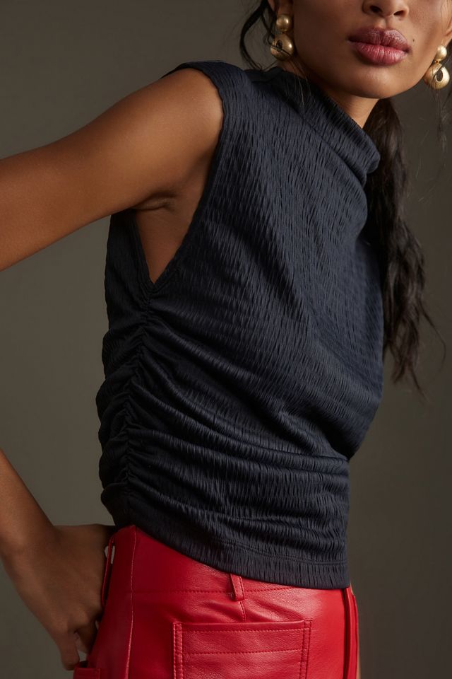 Maeve Mock-Neck Textured Muscle Tee #3