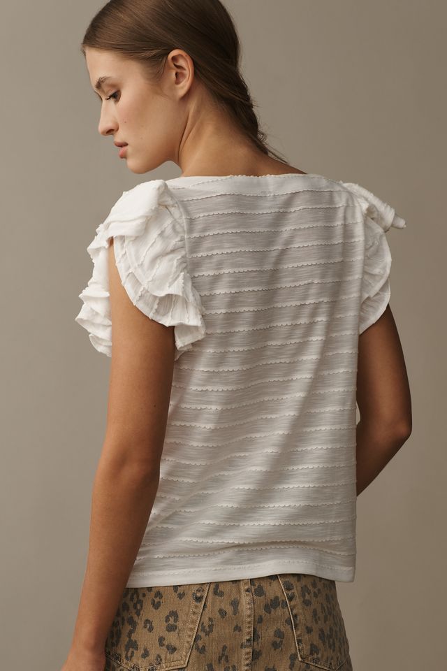 By Anthropologie Flutter-Sleeve Top #2