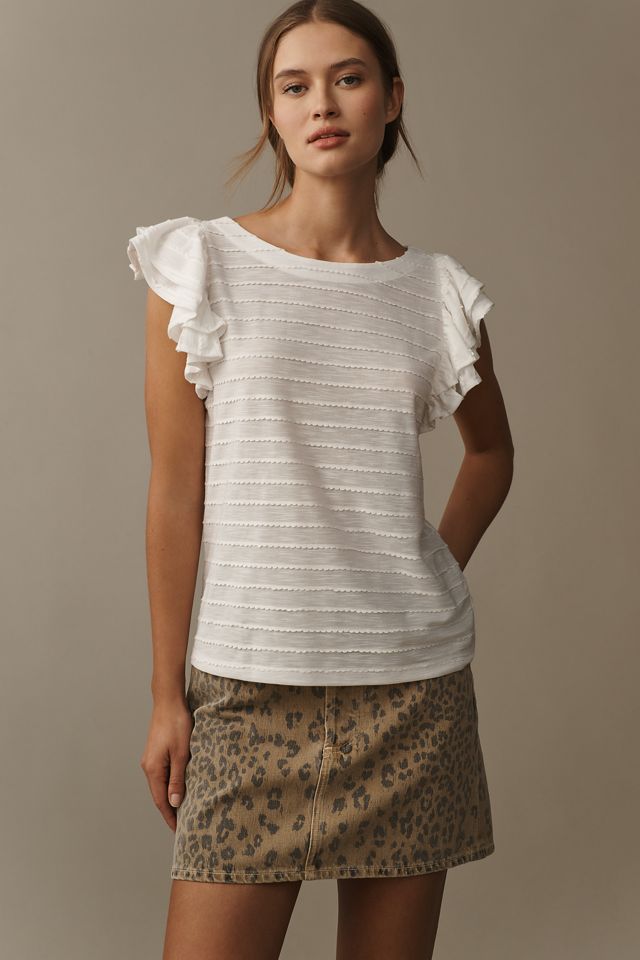 By Anthropologie Flutter-Sleeve Top #3