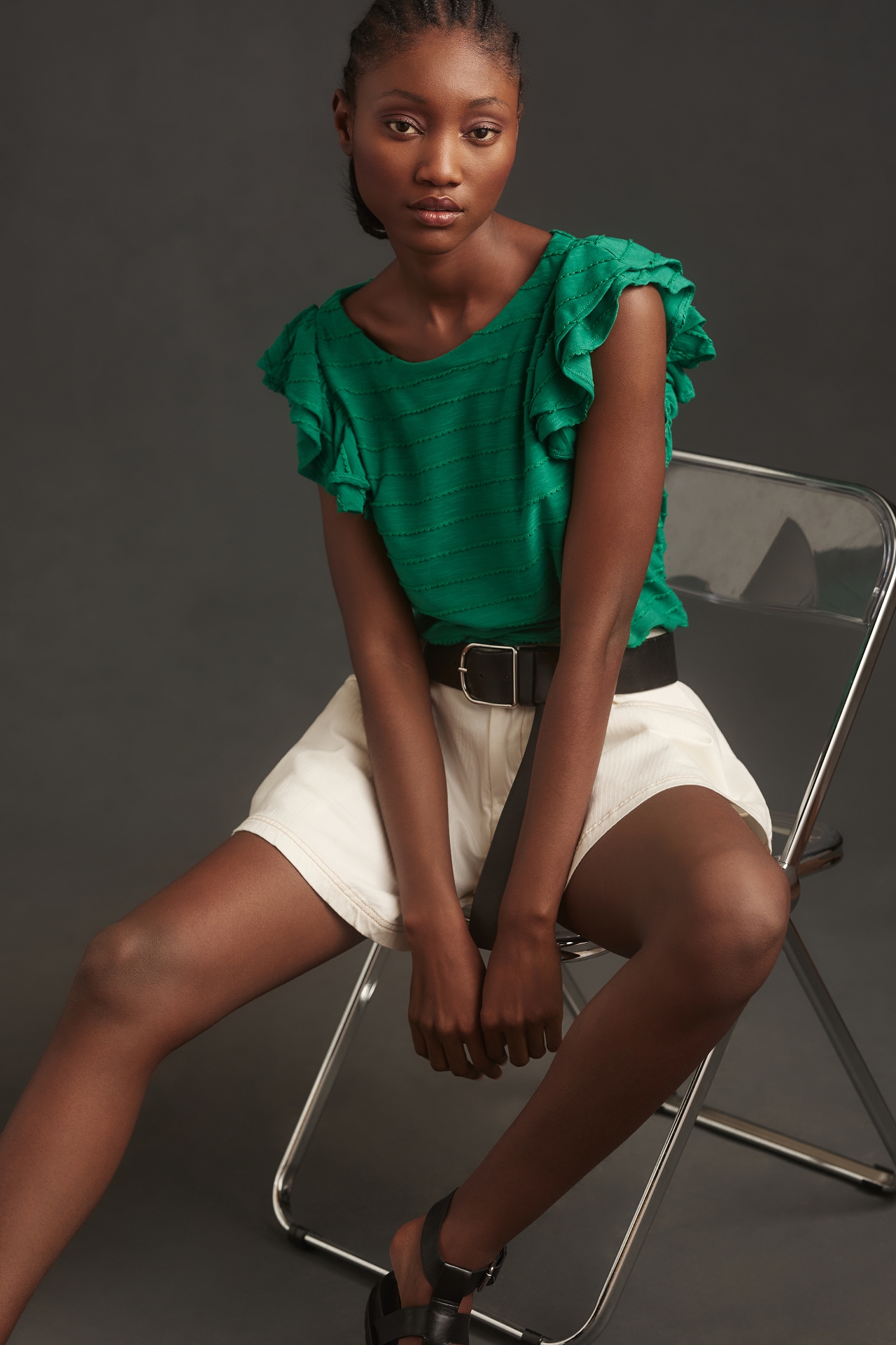 By Anthropologie Flutter-Sleeve Top