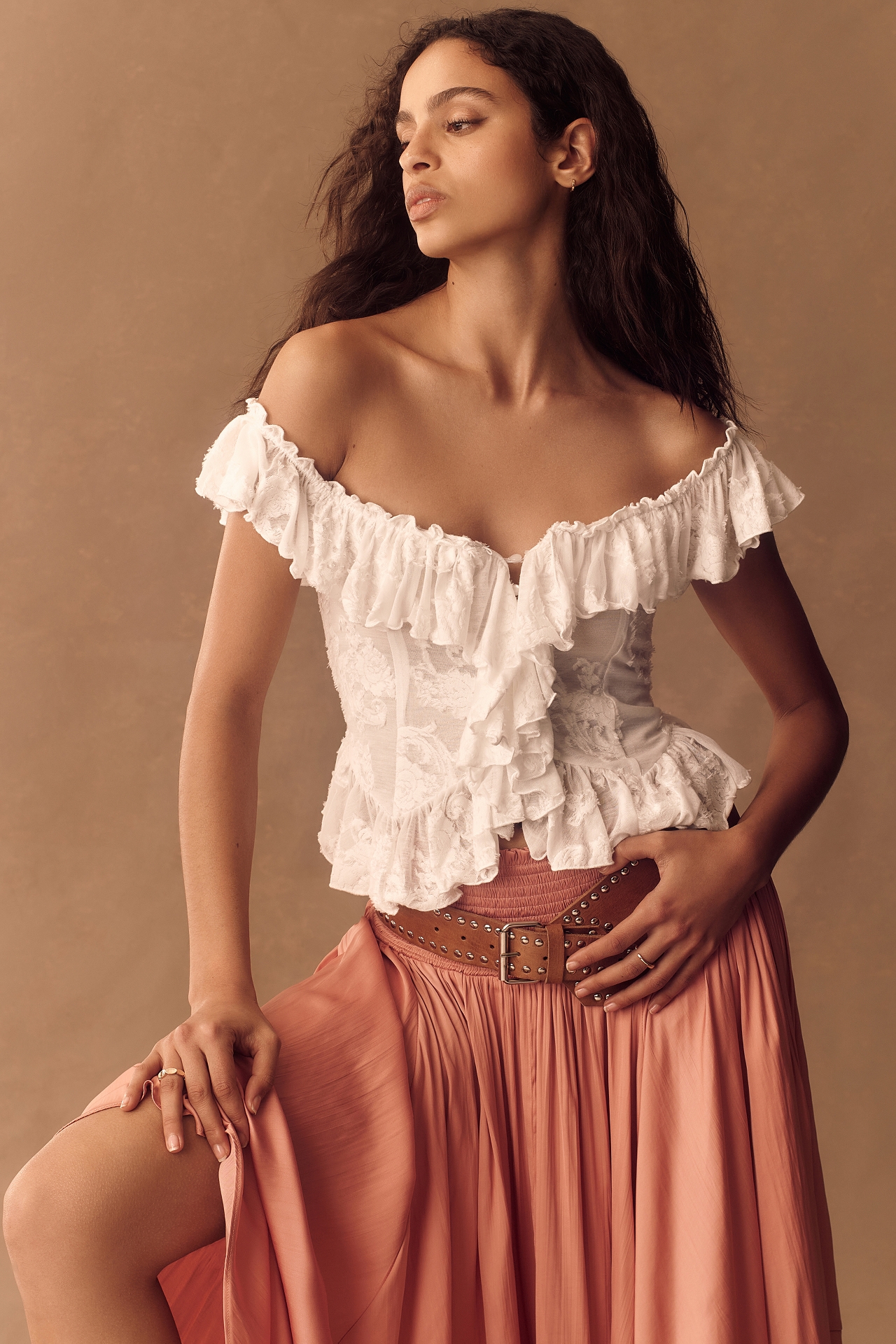 By Anthropologie Off-The-Shoulder Ruffled Top