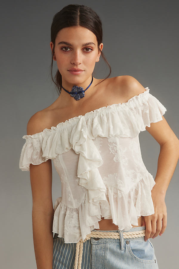 By Anthropologie Off-The-Shoulder Ruffled Top