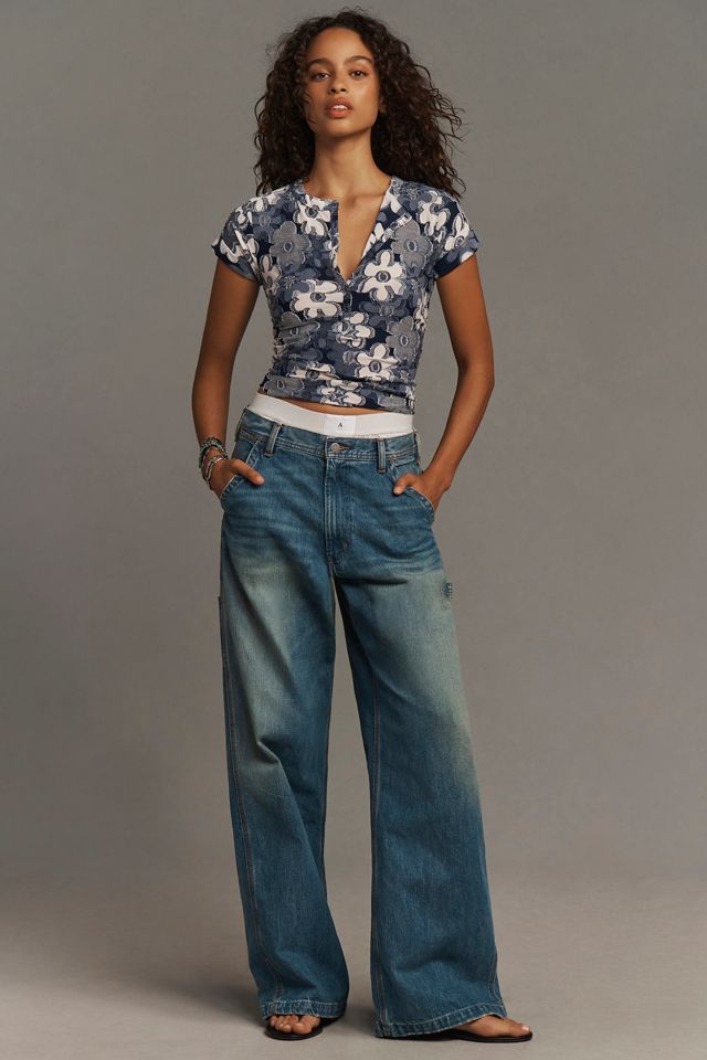 The Andie Ribbed Henley Top by Pilcro: Floral Edition #3