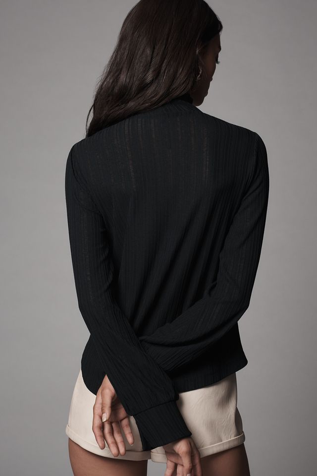 By Anthropologie Sheer Rib Long-Sleeve Turtleneck Tee #1