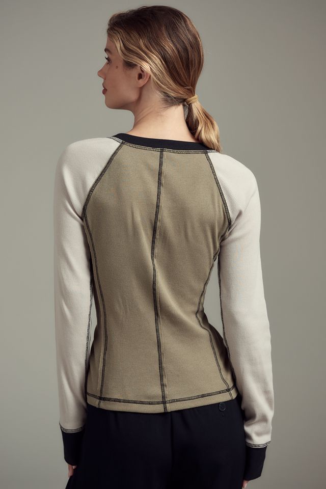 Pilcro V-Neck Long-Sleeve Exposed Seam Tee #2