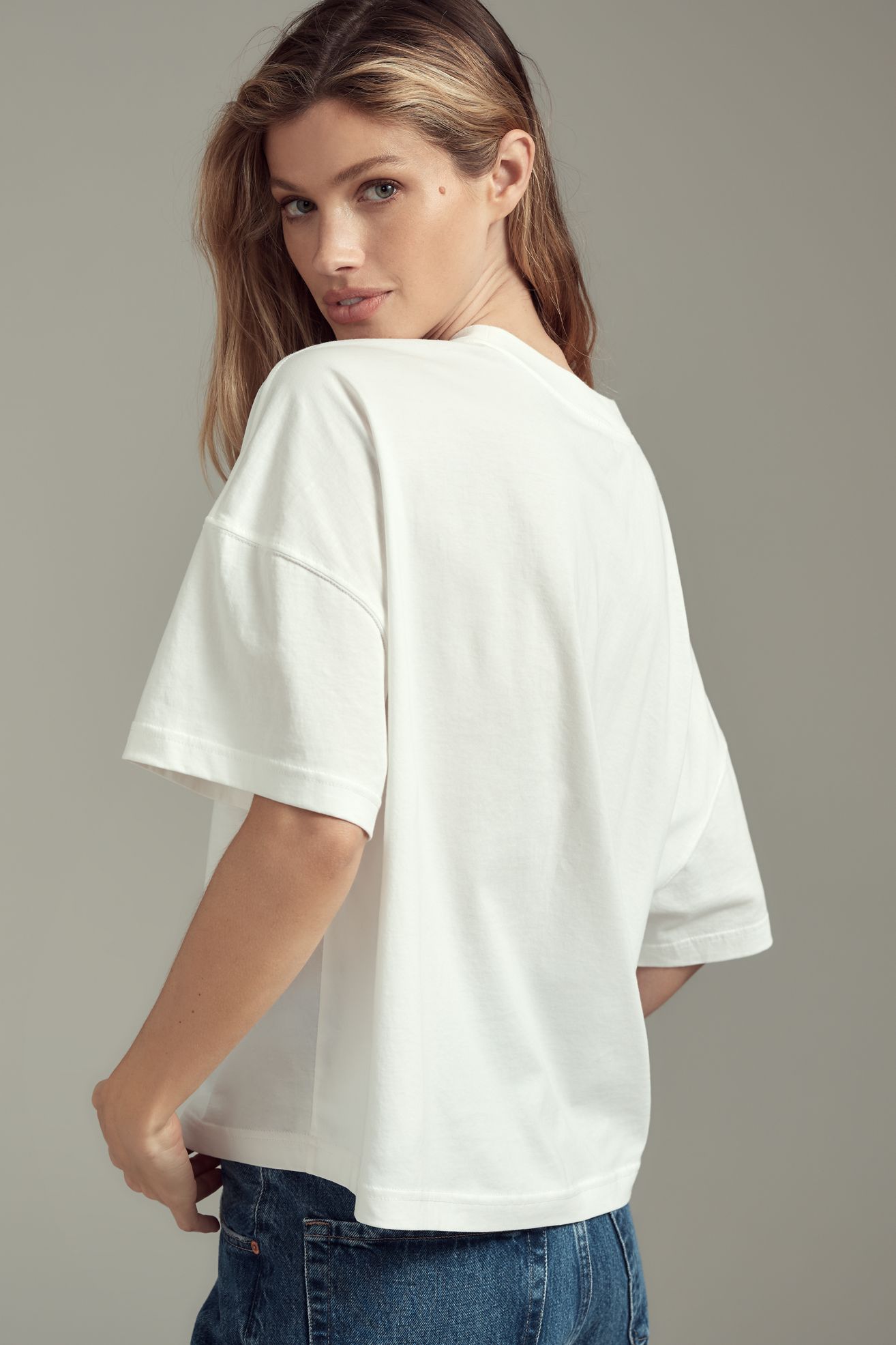 Maeve Oversized Short-Sleeve Mercerized Cotton Crew-Neck Tee