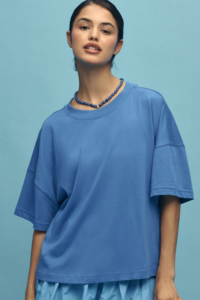 Maeve Oversized Short-Sleeve Mercerized Cotton Crew-Neck Tee #3