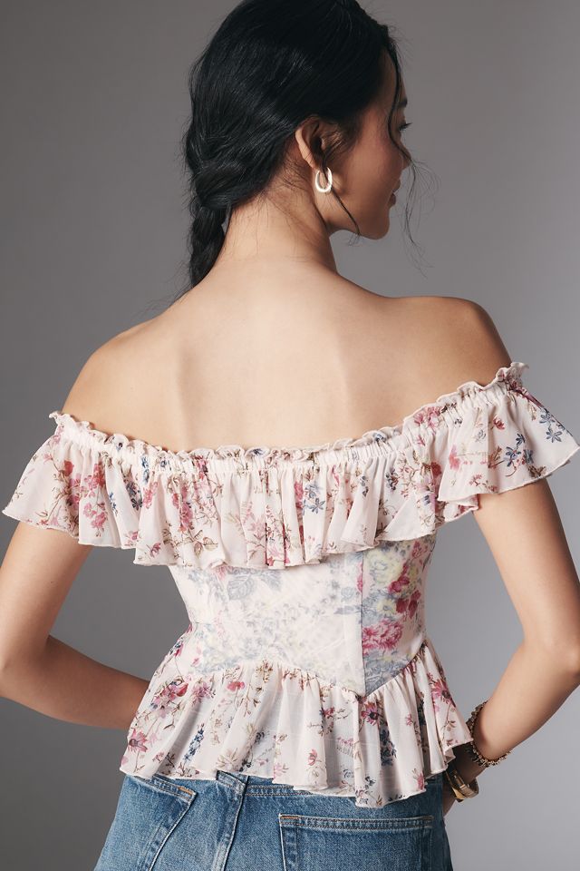 By Anthropologie Off-The-Shoulder Mesh Top #1