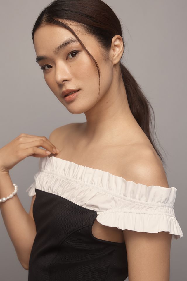 Maeve Off-The-Shoulder Hourglass Tuxedo Top #1