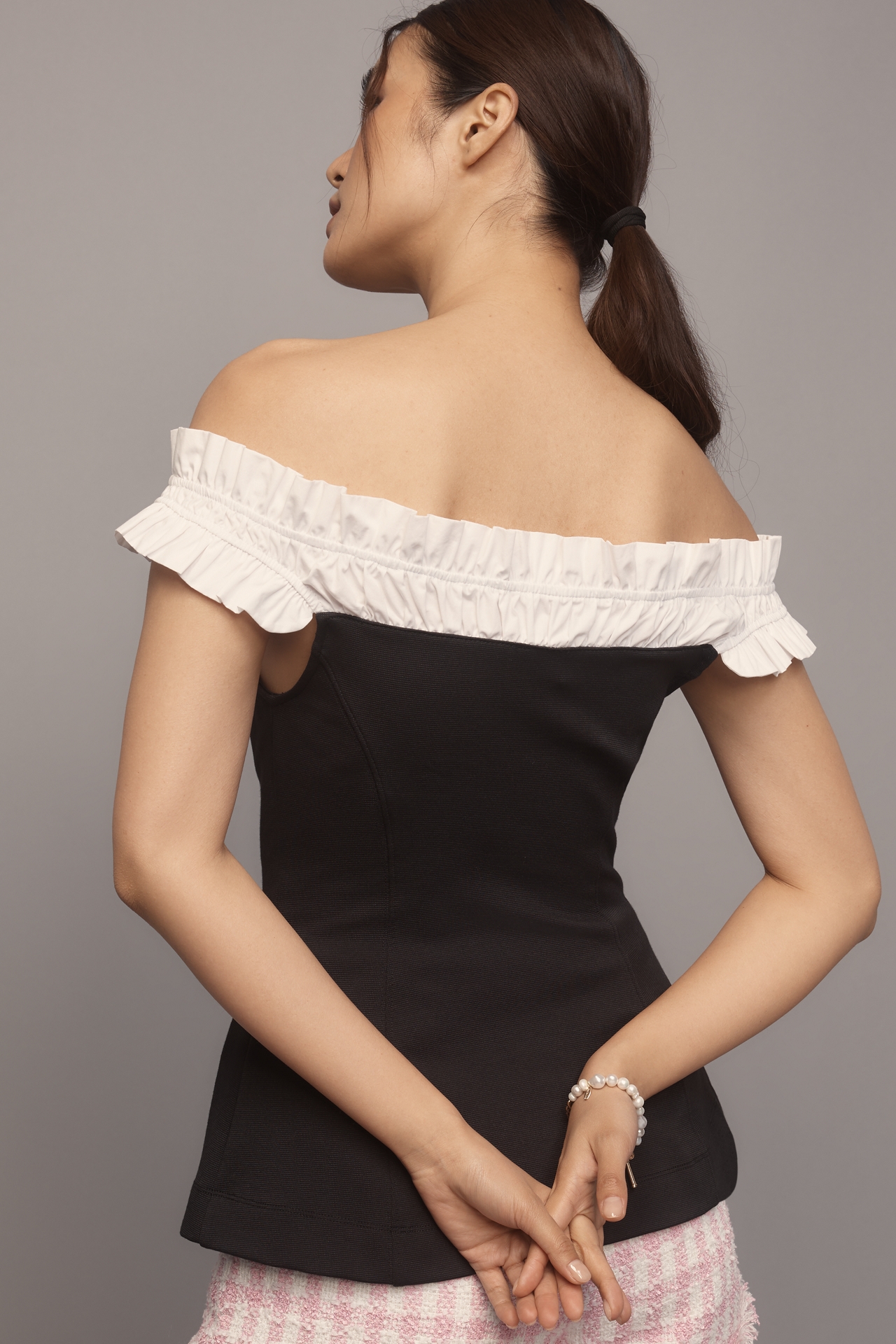 Maeve Off-The-Shoulder Hourglass Tuxedo Top