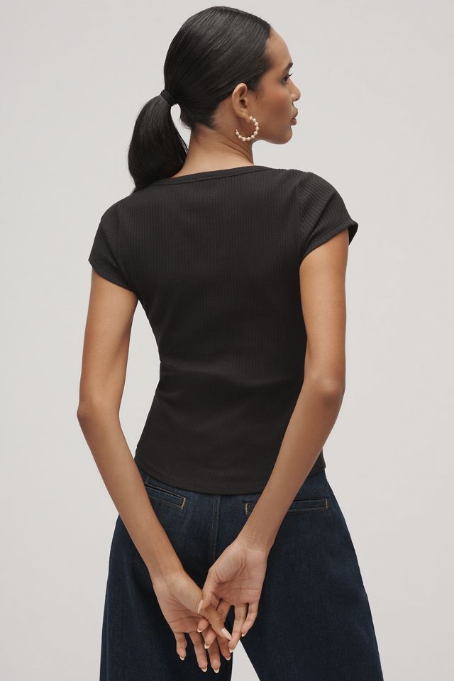 Maeve Scoop-Neck Henley Tee #1