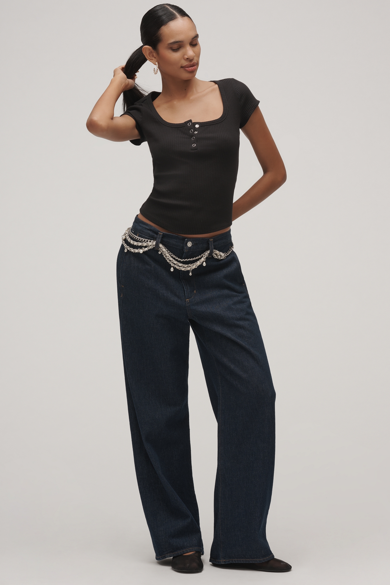 Maeve Scoop-Neck Henley Tee