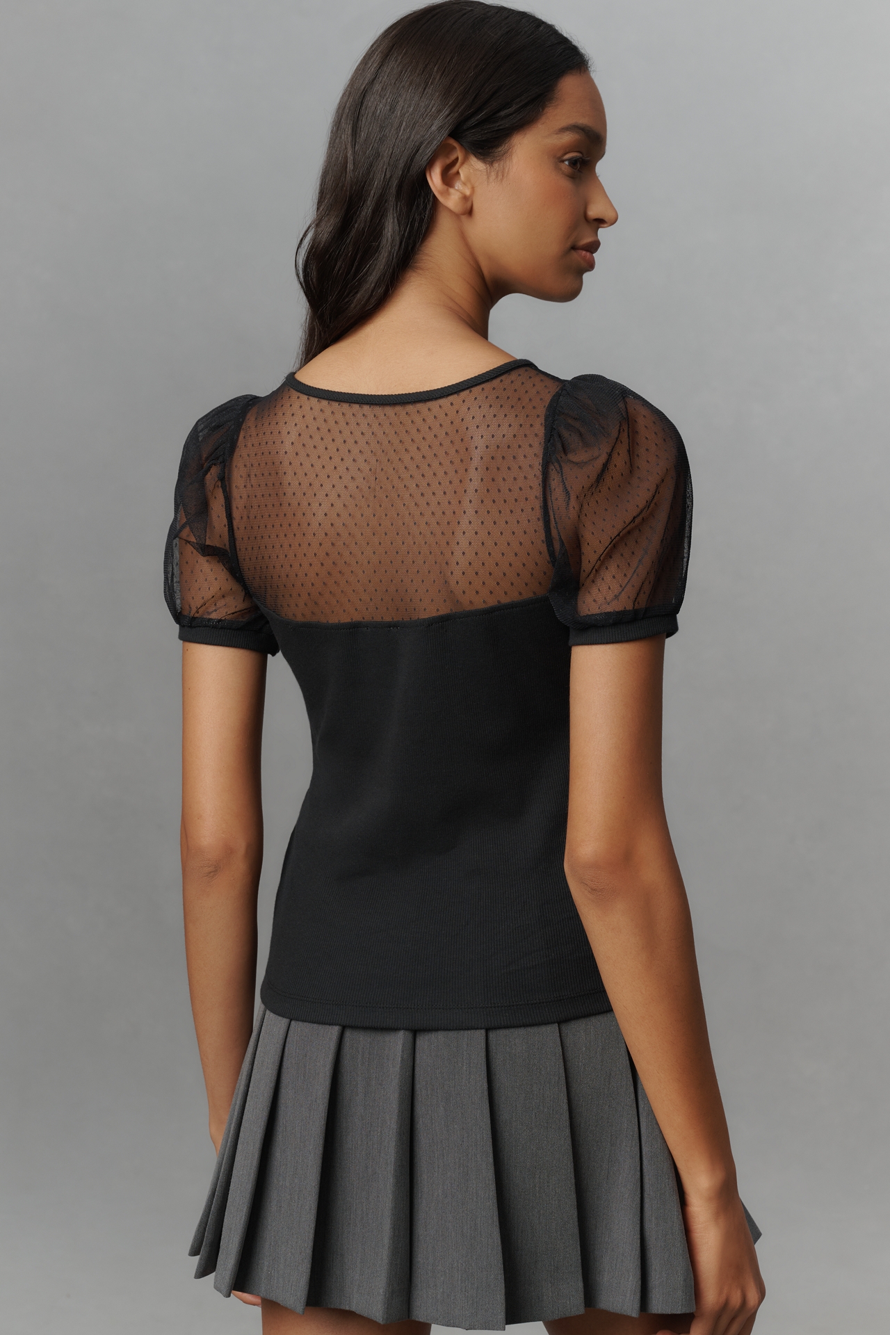 Maeve Sheer Yoke Sweetheart Top