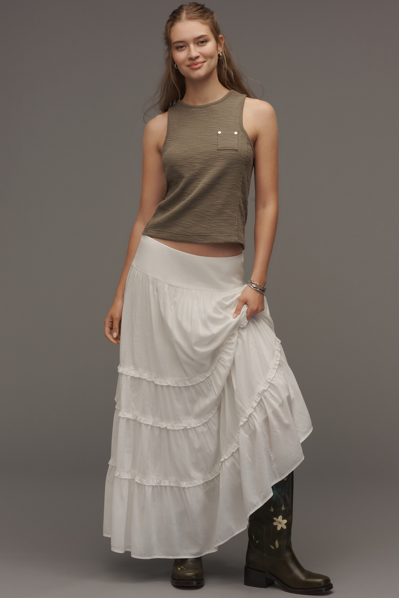 Pilcro Cotton Blend Pocket Tank Top
