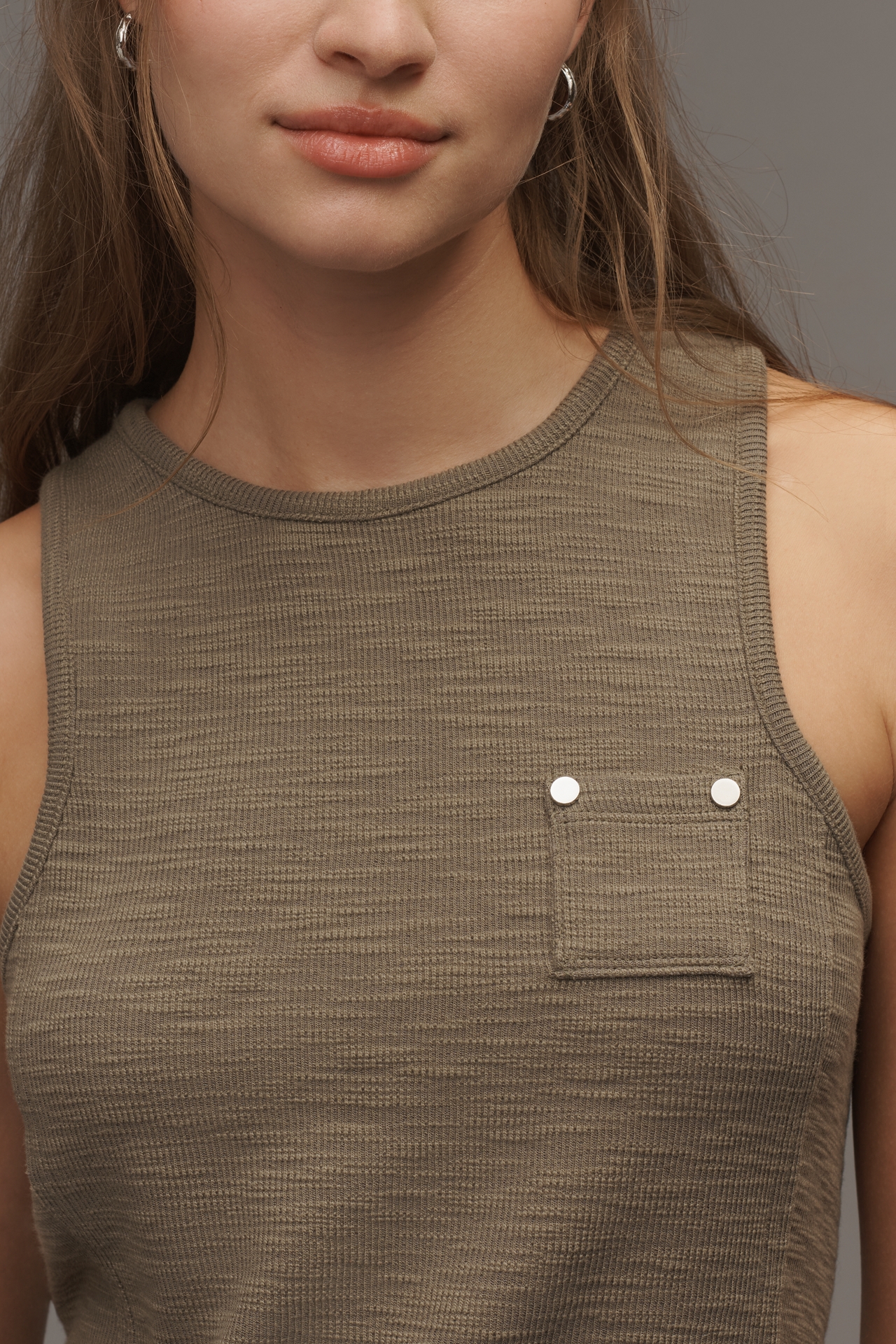 Pilcro Cotton Blend Pocket Tank Top