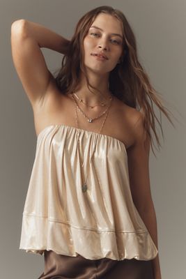 Maeve Shine Strapless Bubble Top