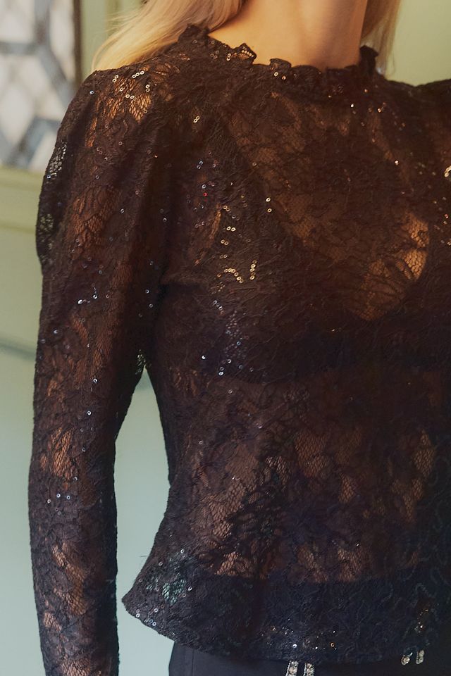 By Anthropologie Top in Pizzo con Collo Alto e Laccio sul Retro #2
