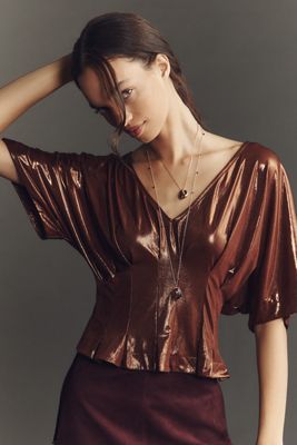 Maeve Shine Pleated Dolman Top