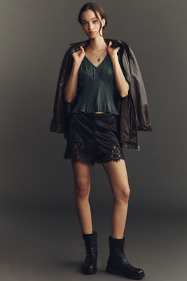 Maeve Shine Pleated Dolman Top In Green