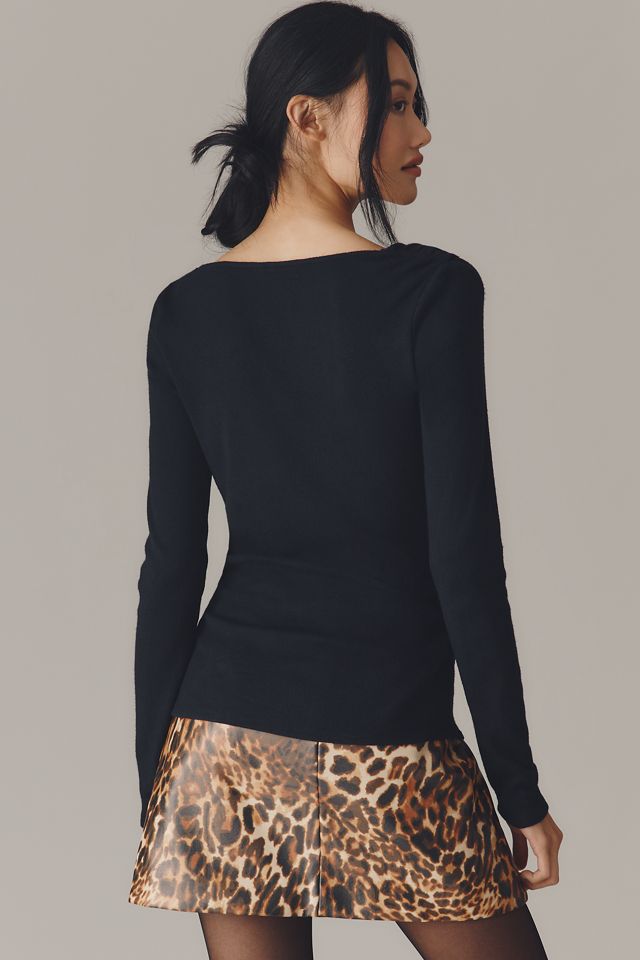 By Anthropologie Top de Manga Larga con Cuello Drapeado #1