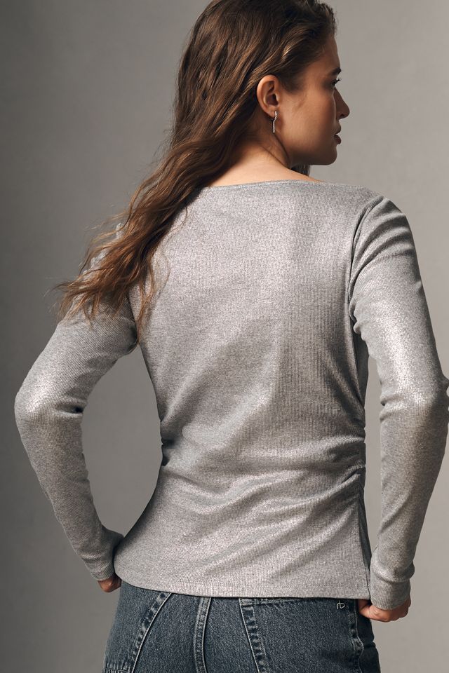 By Anthropologie Draped Asymmetric Long-Sleeve Top #1