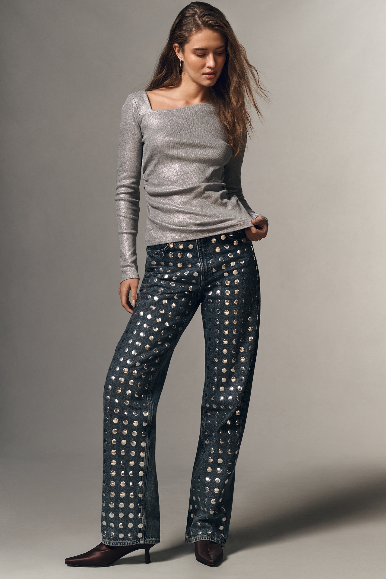 By Anthropologie Draped Asymmetric Long-Sleeve Top