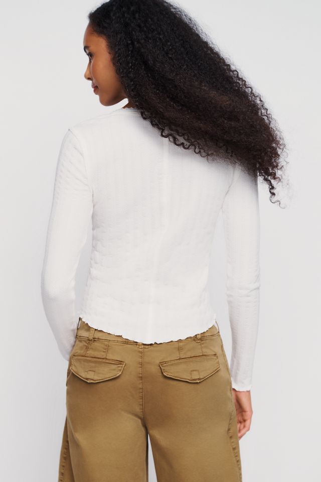 Pilcro Long-Sleeve Ruffled Lace-Trim Henley Top #3